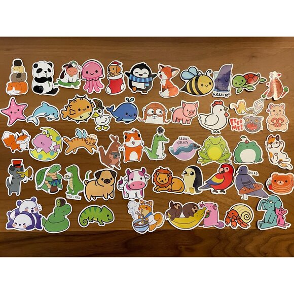 Kawaii Cute Farm and Zoo Animals Stickers 50 PCS (SKU: 55ST) - Picture 1 of 3
